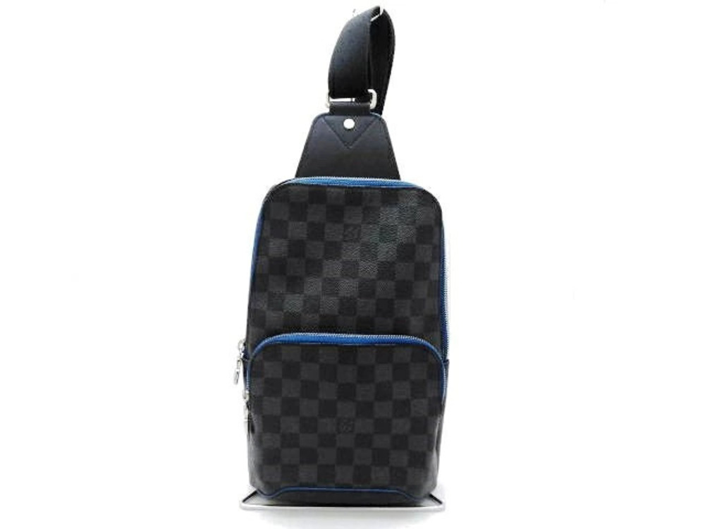 LOUIS VUITTON Avenue Sling Bag Body Damier Graphite Black Blue